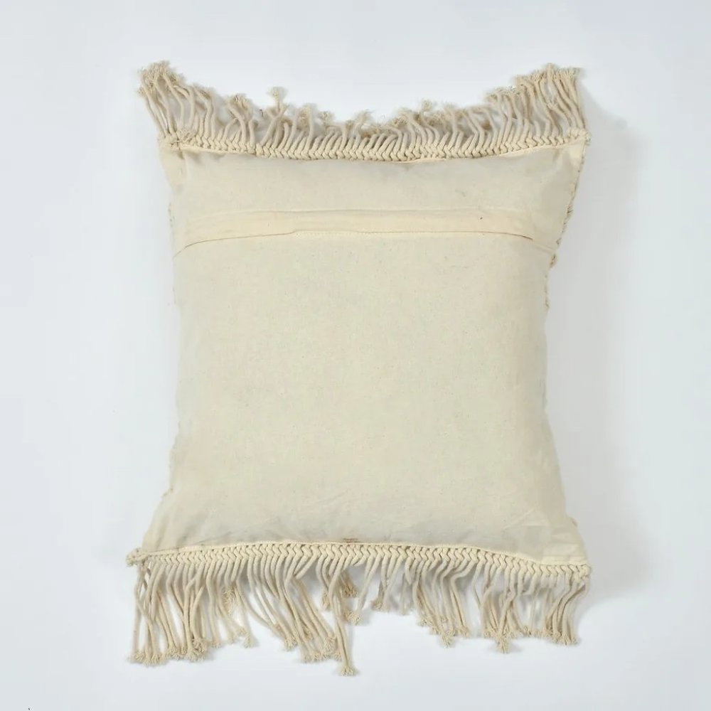 Macrame Cushion Cover, Zig Zag Lines Diamond Boxes, 18x18 inches, Pack of 1 - Picture 6 of 6